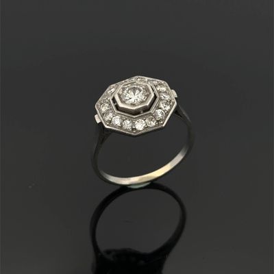 bague art déco en diamant et platine