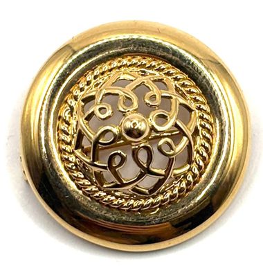 Broche ronde en or jaune 18k 750ml à décor de filigrane ajouré - Poinç - Photo 1
