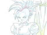 dessin représentant un jeune Vegeta, une épée à la main