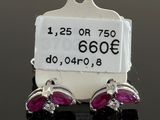 pair of ruby and diamond stud earrings with price tag