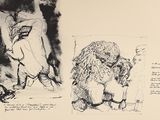 deux dessins en noir et blanc d'un homme et d'une femme