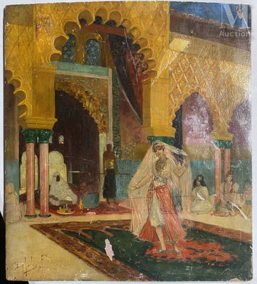 une image représentant un tableau où l'on voit une femme assise sur un tapis