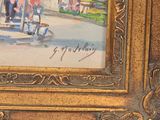 a picture of a painting of people on the street