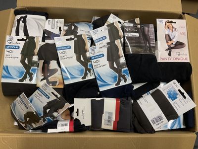 many pairs of men ' s socks in a box