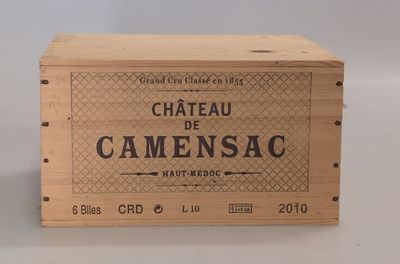a wooden box with a label on it that says chateau camensac