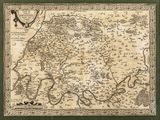 une vieille carte d'un pays traversé par un fleuve