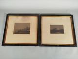 deux reproductions encadrées représentant une ville et un fleuve
