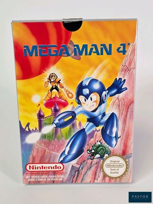 On voit ici la boîte du jeu Mega Man 4.