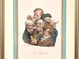 an old picture of a group of men sitting around each other