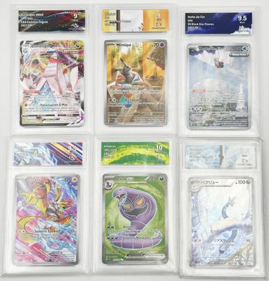 un lot de cartes pokemon différentes dans un étui en plastique