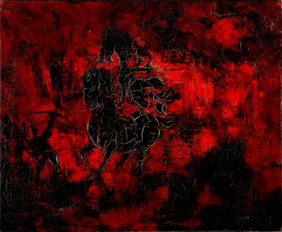 LEBADANG, 1921-2015, Chevaux et archers, huile sur toile (tr…