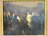 painting of a group of people sitting around a table in a room