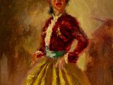 an image of a painting of a woman in a yellow dress