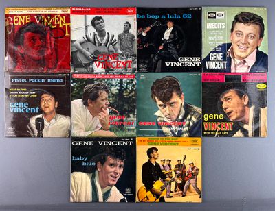 Lot de 10 disques 45 tours de GENE VINCENT, maison de disque…