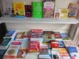 beaucoup de livres sur l'étagère de la pièce