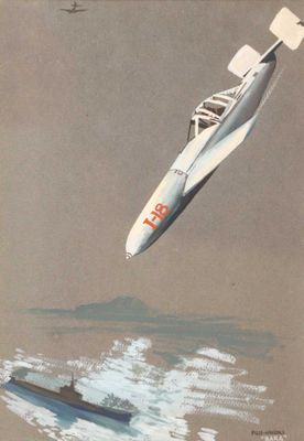 un tableau représentant un avion survolant un bateau sur l'eau