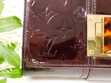 a brown purse with a gold buckle and a tortoise shell on it
