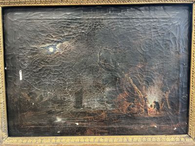 an image of a picture of a painting of a boat in the water