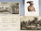 three old postcards of native men and women in native clothing