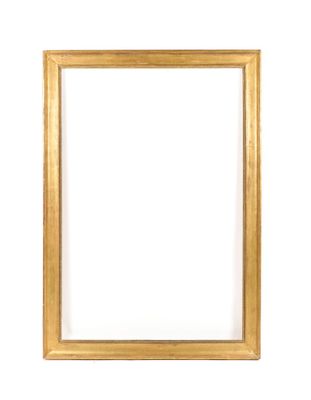 a gold frame on a white wall with a white background