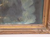 a picture of a painting of a man in a boat