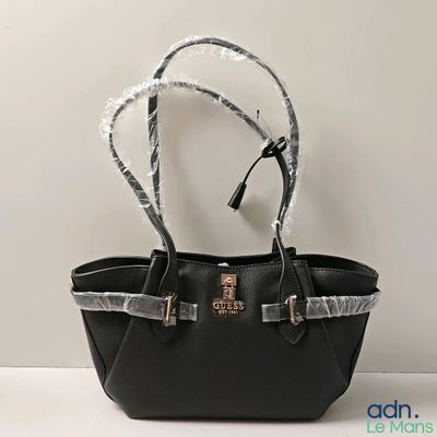 Sac à main Michael Korsh en cuir noir avec une bandoulière à imprimé serpent