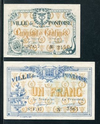 deux billets de banque français, l'un représentant un lion et l'autre représentant un lion