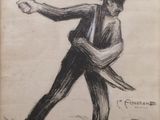 drawing of a man holding a knife in his right hand