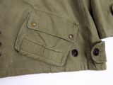 the back of a military jacket with buttons on the chest