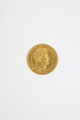 gros plan d'une pièce d'or sur une surface blanche