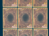 six square images of a black hole in a blue background