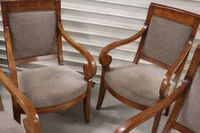 Quatre fauteuils à crosses Louis Philippe en bois clair, pie… (photo 4)