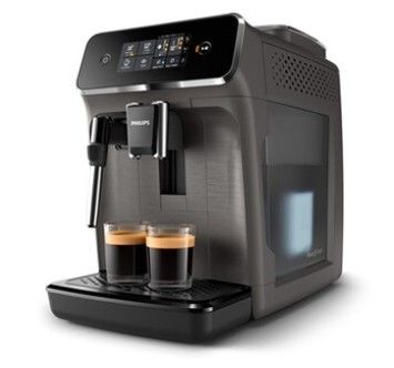 gros plan d'une machine à café sur fond blanc