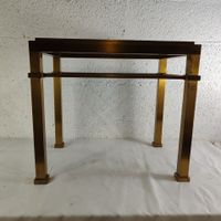 Bout de canapé en métal doré et verre (photo 3)