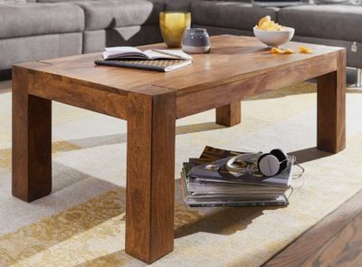 Table basse en bois massif naturel - 110x60x40 cm- retour tr…