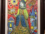 an image of a painting of a woman with a bird in her hand