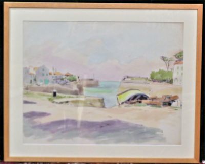 une image d'un tableau représentant un bateau sur l'eau