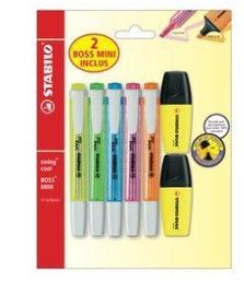 stabico boss mini highlighters, assorted pack of 6