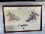 dessin représentant une tête de cheval et une tête de cheval dans un cadre