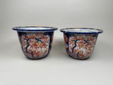 pair of antique japanese vases with floral designs