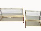 pair of brass and glass coffee tables, 1970s