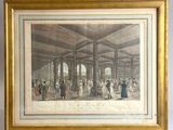 an old picture of a large group of people in a building