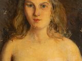 an oil painting of a woman with no shirt on