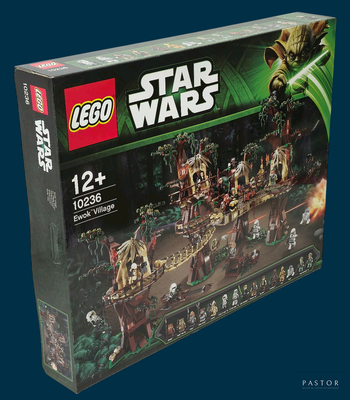 une boîte de kits Lego Star Wars sur fond bleu