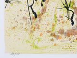 a drawing of a group of birds in a field