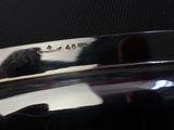 a close up of a silver plate with a cat on it
