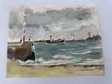 a picture of a painting of a boat in the water