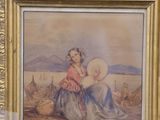 a picture of a painting of a woman holding a fan