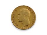 une pièce d'or « sovereign » représentant le profil d'un homme