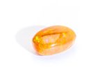 a close up of an orange oplite stone on a white surface
